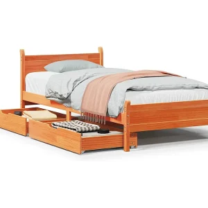 Bedframe zonder matras massief grenenhout wasbruin 100×200 cm Bedframe zonder matras massief grenenhout wasbruin 100×200 cm