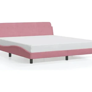 Bedframe met hoofdeinde "Dover" 180×200 cm fluweel roze Bedframe met hoofdeinde "Dover" 180×200 cm fluweel roze