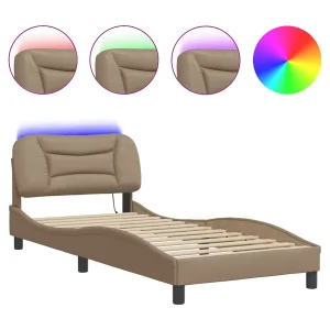 Bedframe met LED zonder matras "Hvar" cappuccino 90×190 cm Bedframe met LED zonder matras "Hvar" cappuccino 90×190 cm
