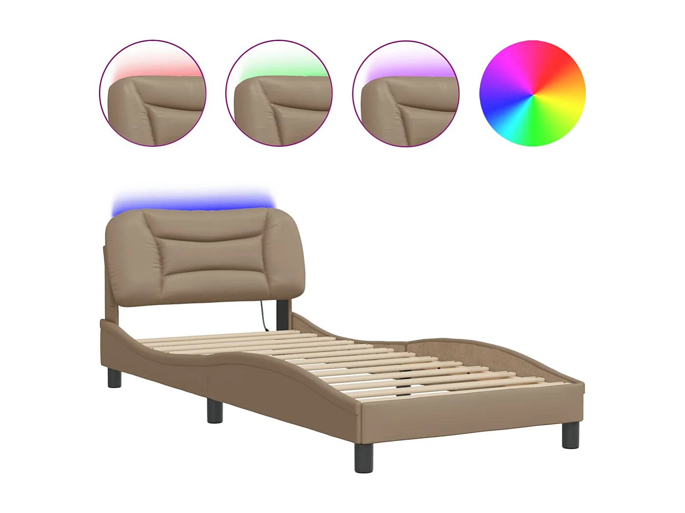 Bedframe met LED zonder matras "Hvar" cappuccino 90x190 cm