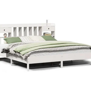 Bed met boekenkast zonder matras grenenhout wit 180×200 cm Bed met boekenkast zonder matras grenenhout wit 180×200 cm