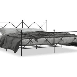 Bedframe met hoofd- en voeteneinde metaal zwart 193×203 cm Bedframe met hoofd- en voeteneinde metaal zwart 193×203 cm