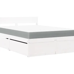 Bed met lades en matras massief grenenhout wit 120×200 cm Bed met lades en matras massief grenenhout wit 120×200 cm