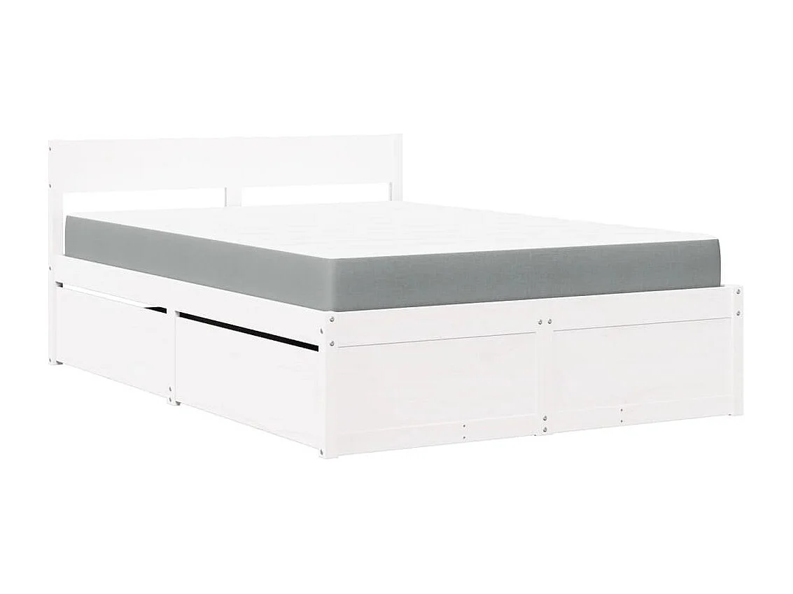 Bed met lades en matras massief grenenhout wit 120x200 cm