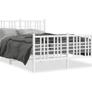 Bedframe met hoofd- en voeteneinde metaal wit 137×190 cm Bedframe met hoofd- en voeteneinde metaal wit 137×190 cm