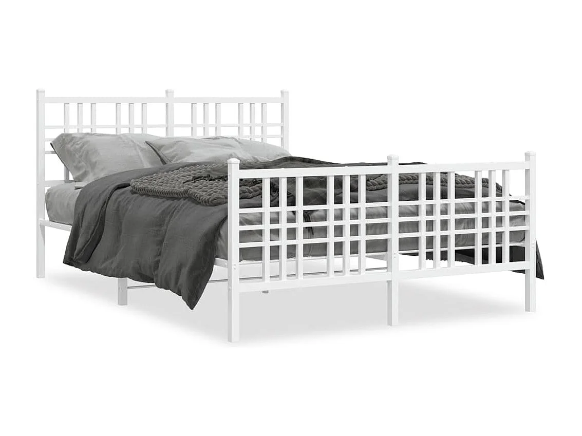 Bedframe met hoofd- en voeteneinde metaal wit 137x190 cm