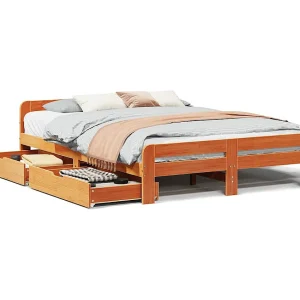 Bedframe zonder matras massief grenenhout wasbruin 140×200 cm Bedframe zonder matras massief grenenhout wasbruin 140×200 cm