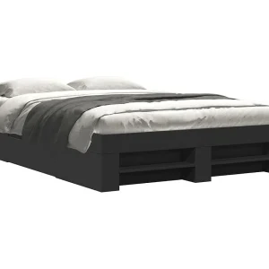 Bedframe bewerkt hout zwart 135×190 cm
