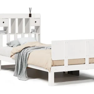 Bed met boekenkast zonder matras grenenhout wit 90×200 cm Bed met boekenkast zonder matras grenenhout wit 90×200 cm
