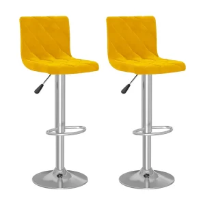 Barkrukken 2 st fluweel mosterdgeel Barkrukken 2 st fluweel mosterdgeel
