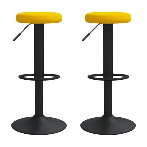 Barkrukken 2 st fluweel mosterdgeel Barkrukken 2 st fluweel mosterdgeel
