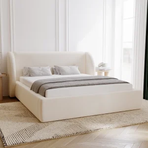 BESILIO Gestoffeerd bed 160×200 Kylie – bed met opbergruimte en lattenbodem, modern hoofdbord, opbergbed slaapkamer – Crème BESILIO Gestoffeerd bed 160×200 Kylie – bed met opbergruimte en lattenbodem, modern hoofdbord, opbergbed slaapkamer – Crème