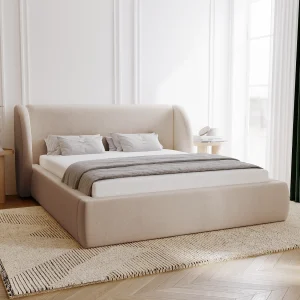 BESILIO Gestoffeerd bed 180×200 Kylie – bed met opbergruimte en lattenbodem, modern hoofdbord, opbergbed slaapkamer – Beige BESILIO Gestoffeerd bed 180×200 Kylie – bed met opbergruimte en lattenbodem, modern hoofdbord, opbergbed slaapkamer – Beige