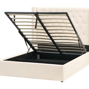 Bed met opbergruimte Fluweel LUBBON 140 x 200 cm Gebroken wit