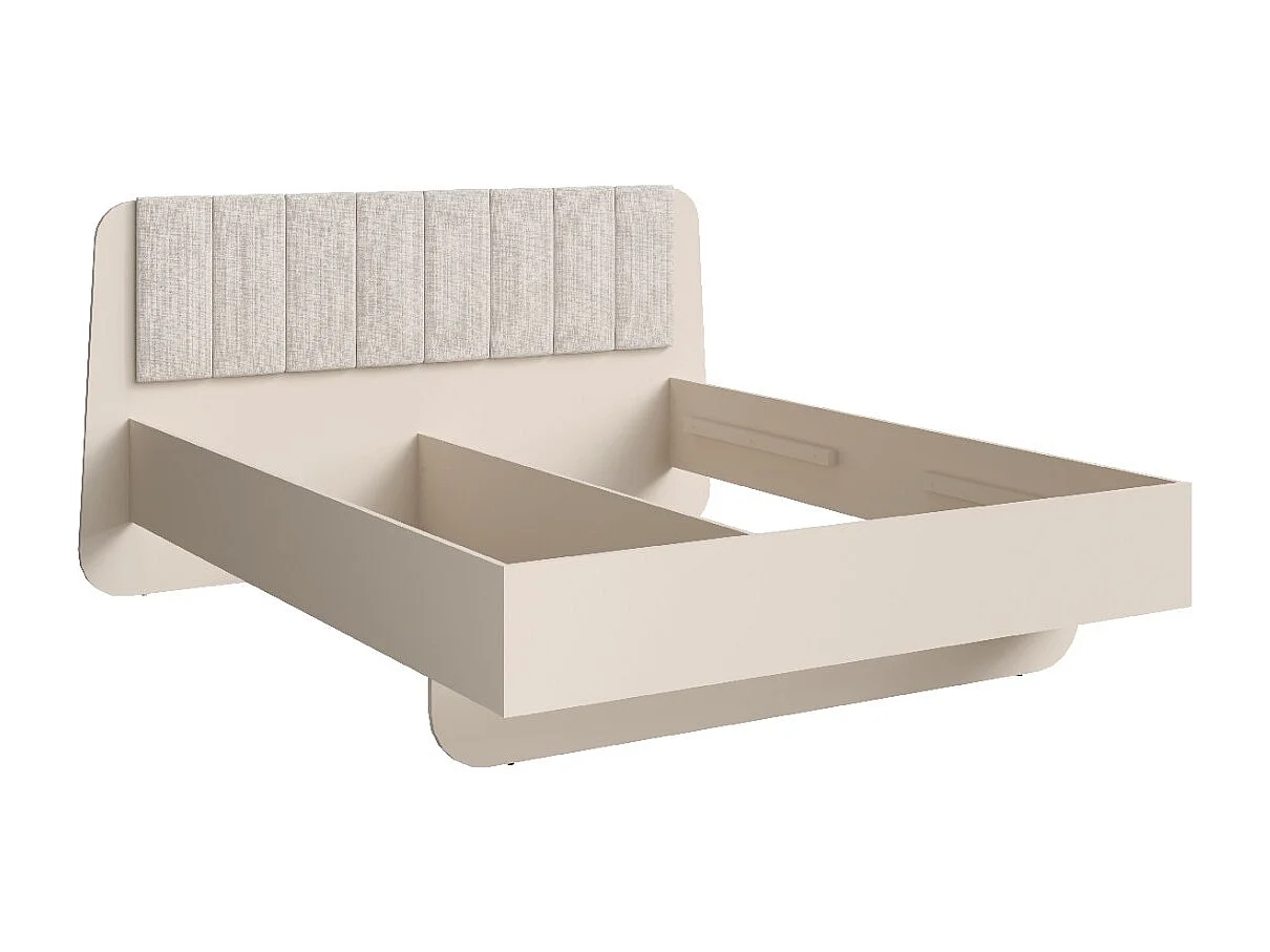 Bed AMALIE 180x200 cm – Hoofdeinde stof beige – Lattenbodem inbegrepen