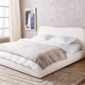 Bed met opbergruimte Bouclé BLAGNAC 180 x 200 cm Gebroken wit Bed met opbergruimte Bouclé BLAGNAC 180 x 200 cm Gebroken wit