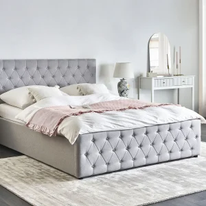 Bed met opbergruimte Stof AMIENS 160 x 200 cm Lichtgrijs Bed met opbergruimte Stof AMIENS 160 x 200 cm Lichtgrijs