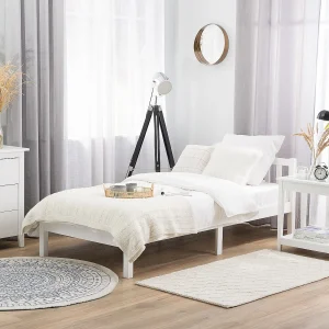 Bed hout wit 90 x 200 cm FLORAC Bed hout wit 90 x 200 cm FLORAC