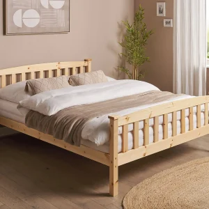 Bed Dennenhout GIVERNY 140 x 200 cm Lichtbruin