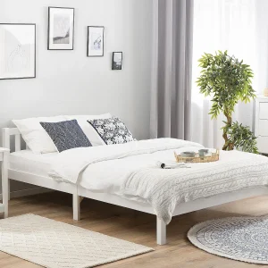 Bed Dennenhout FLORAC 140 x 200 cm Wit