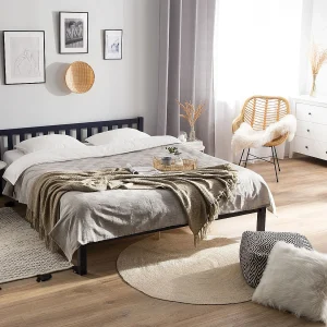 Bed Dennenhout FLORAC 140 x 200 cm Marineblauw