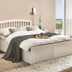 Bed met opbergruimte Dennenhout CLARBEC 140 x 200 cm Wit