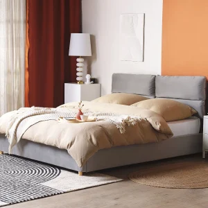 Bed met opbergruimte Fluweel BATILLY 160 x 200 cm Lichtgrijs
