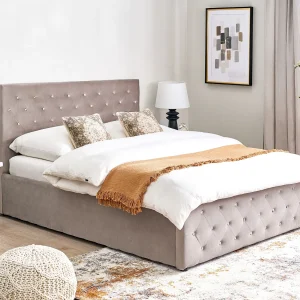 Bed met opbergruimte Fluweel AMIENS 140 x 200 cm Taupe Bed met opbergruimte Fluweel AMIENS 140 x 200 cm Taupe