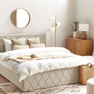Bed met opbergruimte Fluweel ROCHEFORT 160 x 200 cm Beige Bed met opbergruimte Fluweel ROCHEFORT 160 x 200 cm Beige