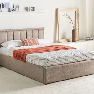 Bed met opbergruimte Bouclé MONTLAUR 140 x 200 cm Taupe Bed met opbergruimte Bouclé MONTLAUR 140 x 200 cm Taupe