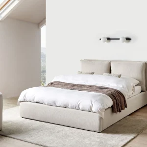 Bed met opbergruimte Stof BAJONNA 160 x 200 cm Beige Bed met opbergruimte Stof BAJONNA 160 x 200 cm Beige