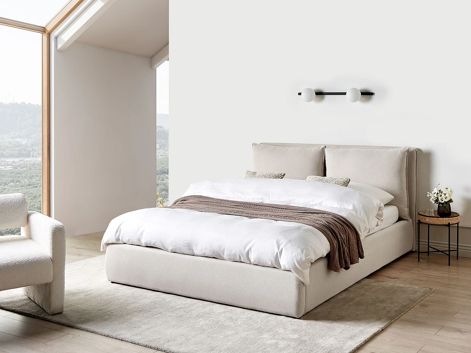 Bed met opbergruimte Stof BAJONNA 160 x 200 cm Beige