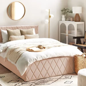 Bed met opbergruimte Fluweel ROCHEFORT 140 x 200 cm Beige Bed met opbergruimte Fluweel ROCHEFORT 140 x 200 cm Beige