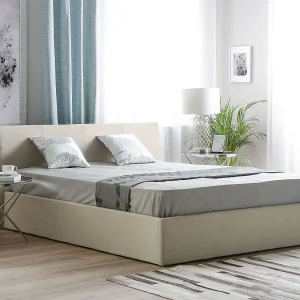 Bed met opbergruimte Stof ORBEY 160 x 200 cm Lichtbeige Bed met opbergruimte Stof ORBEY 160 x 200 cm Lichtbeige