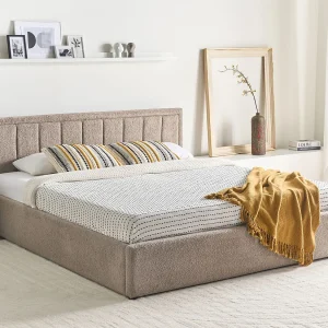Bed met opbergruimte Bouclé MONTLAUR 180 x 200 cm Taupe Bed met opbergruimte Bouclé MONTLAUR 180 x 200 cm Taupe