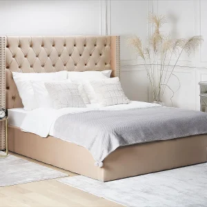Bed met opbergruimte Fluweel LUBBON 160 x 200 cm Beige Bed met opbergruimte Fluweel LUBBON 160 x 200 cm Beige
