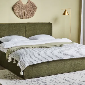 Bed met opbergruimte Bouclé MOISSAC 180 x 200 cm Donkergroen Bed met opbergruimte Bouclé MOISSAC 180 x 200 cm Donkergroen