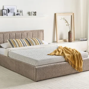 Bed met opbergruimte Bouclé MONTLAUR 160 x 200 cm Taupe Bed met opbergruimte Bouclé MONTLAUR 160 x 200 cm Taupe