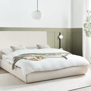 Bed met opbergruimte Stof CAMPAGNE 160 x 200 cm Lichtbeige