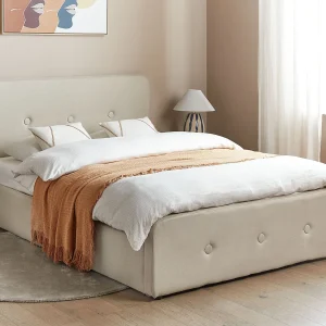 Bed met opbergruimte Stof RENNES 140 x 200 cm Beige Bed met opbergruimte Stof RENNES 140 x 200 cm Beige
