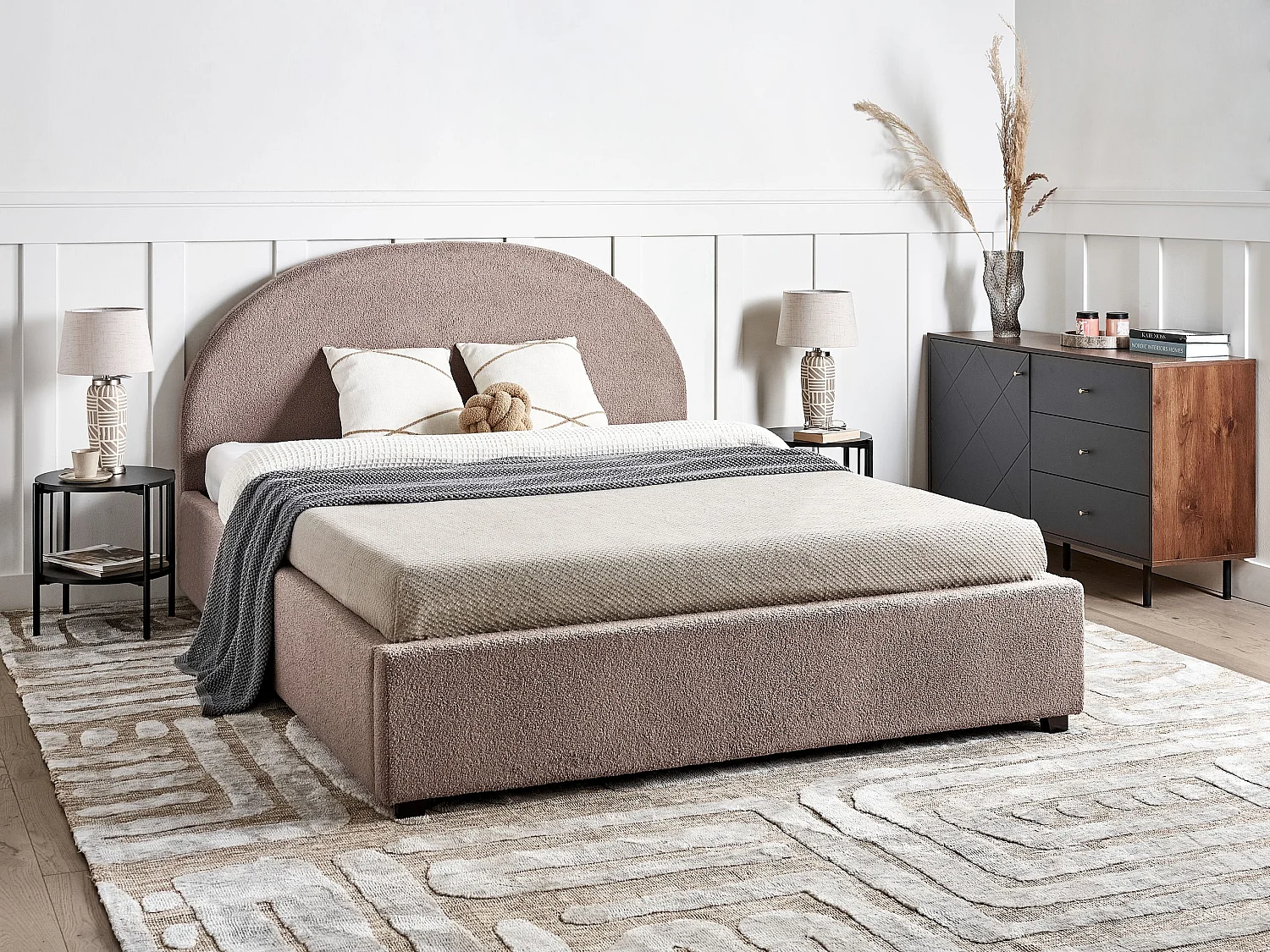 Bed met opbergruimte Bouclé VAUCLUSE 160 x 200 cm Taupe
