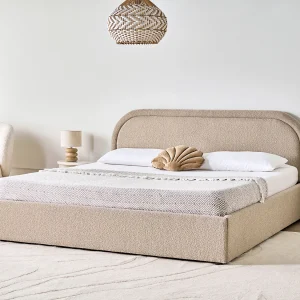 Bed met opbergruimte Bouclé QUILLIEN 180 x 200 cm Beige Bed met opbergruimte Bouclé QUILLIEN 180 x 200 cm Beige