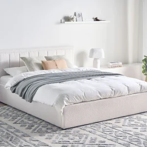 Bed met opbergruimte Bouclé MONTLAUR 160 x 200 cm Wit Bed met opbergruimte Bouclé MONTLAUR 160 x 200 cm Wit