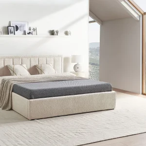 Bed met opbergruimte Bouclé MONTLAUR 160 x 200 cm Beige Bed met opbergruimte Bouclé MONTLAUR 160 x 200 cm Beige