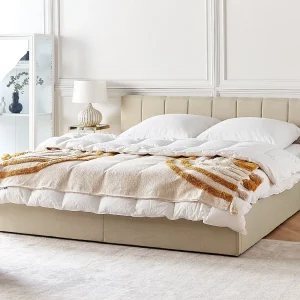 Bed met opbergruimte Stof DREUX 180 x 200 cm Beige Bed met opbergruimte Stof DREUX 180 x 200 cm Beige