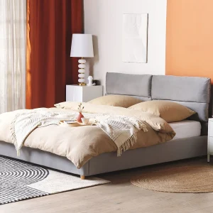 Bed met opbergruimte Fluweel BATILLY 180 x 200 cm Lichtgrijs