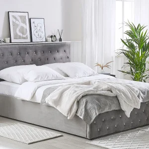Bed met opbergruimte Fluweel AMIENS 160 x 200 cm Grijs Bed met opbergruimte Fluweel AMIENS 160 x 200 cm Grijs