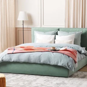 Bed met opbergruimte Fluweel BAJONNA 160 x 200 cm Mintgroen Bed met opbergruimte Fluweel BAJONNA 160 x 200 cm Mintgroen