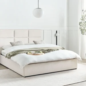 Bed met opbergruimte Stof LAGORD 160 x 200 cm Gebroken wit Bed met opbergruimte Stof LAGORD 160 x 200 cm Gebroken wit