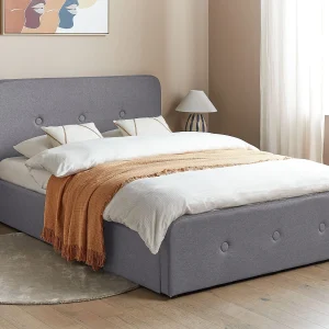 Bed met opbergruimte Stof RENNES 140 x 200 cm Donkergrijs Bed met opbergruimte Stof RENNES 140 x 200 cm Donkergrijs